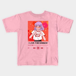 I live For Danger Anime Girl Heart Hand Kids T-Shirt